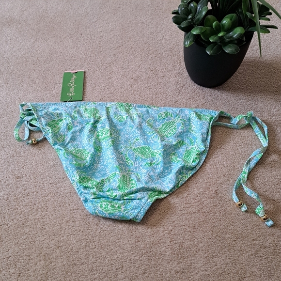 Lily Pulitzer Bikini Bottoms Size Large Sandi String Bottom Blue Green Print - Picture 10 of 13